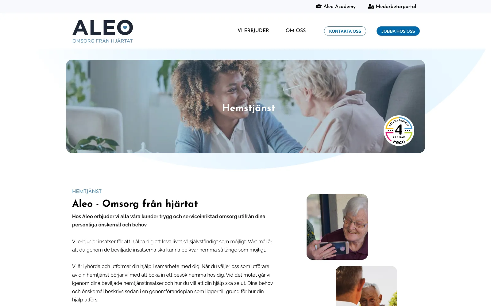 Tjänstesidan för hemtjänst