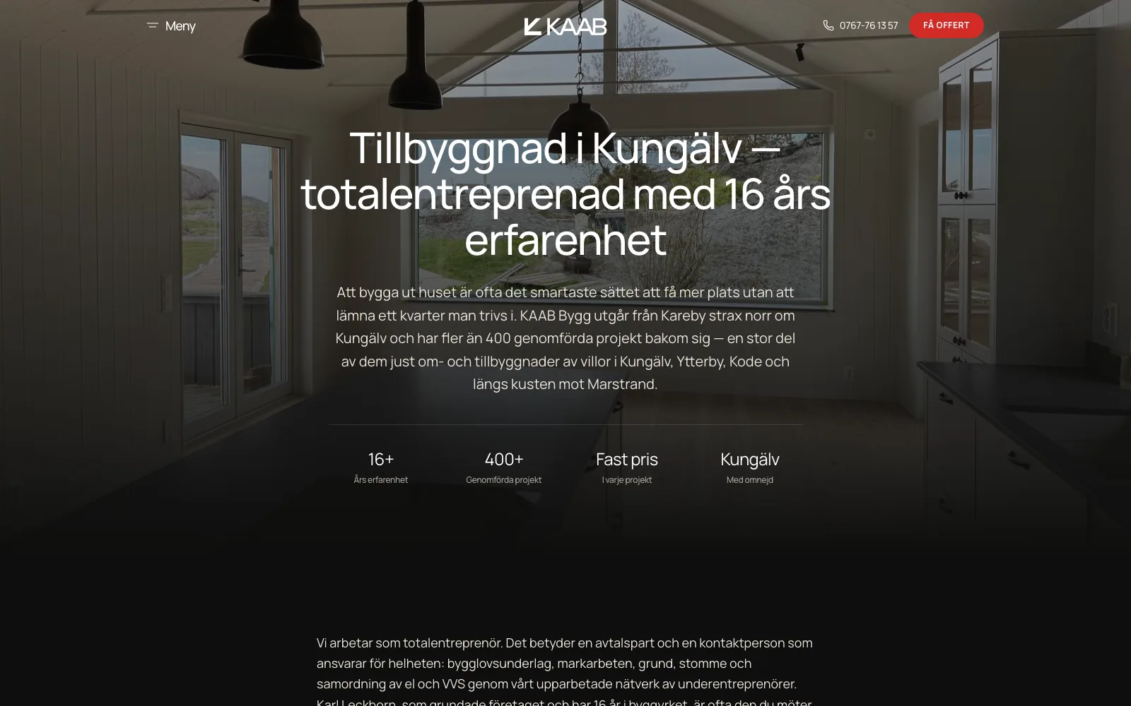 Tjänstesidan för tillbyggnad