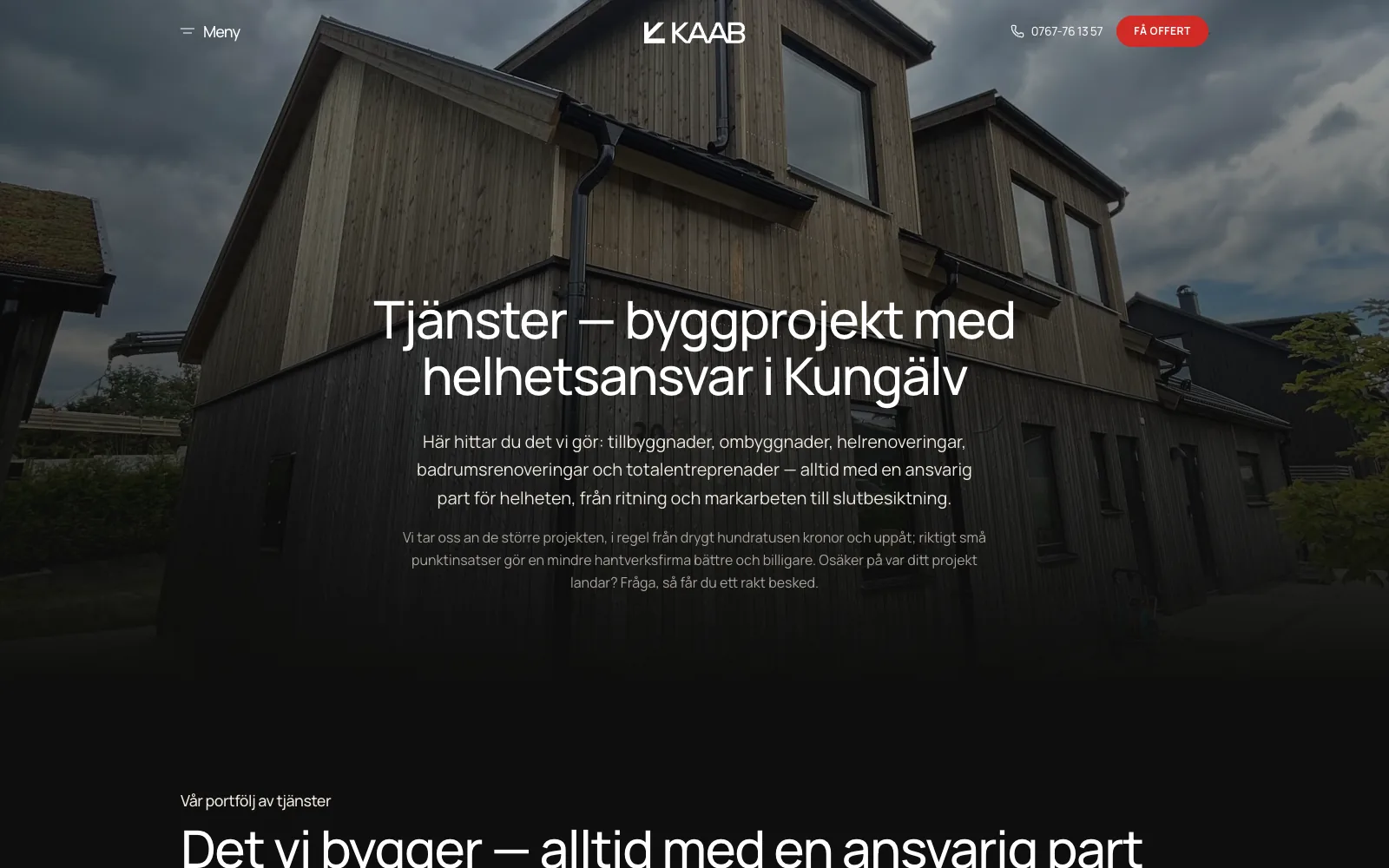 Tjänsteöversikten på kaabbygg.se