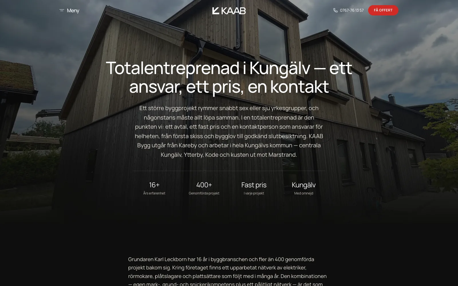 Tjänstesidan för totalentreprenad