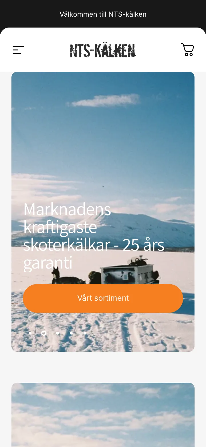 Startsidan i mobil