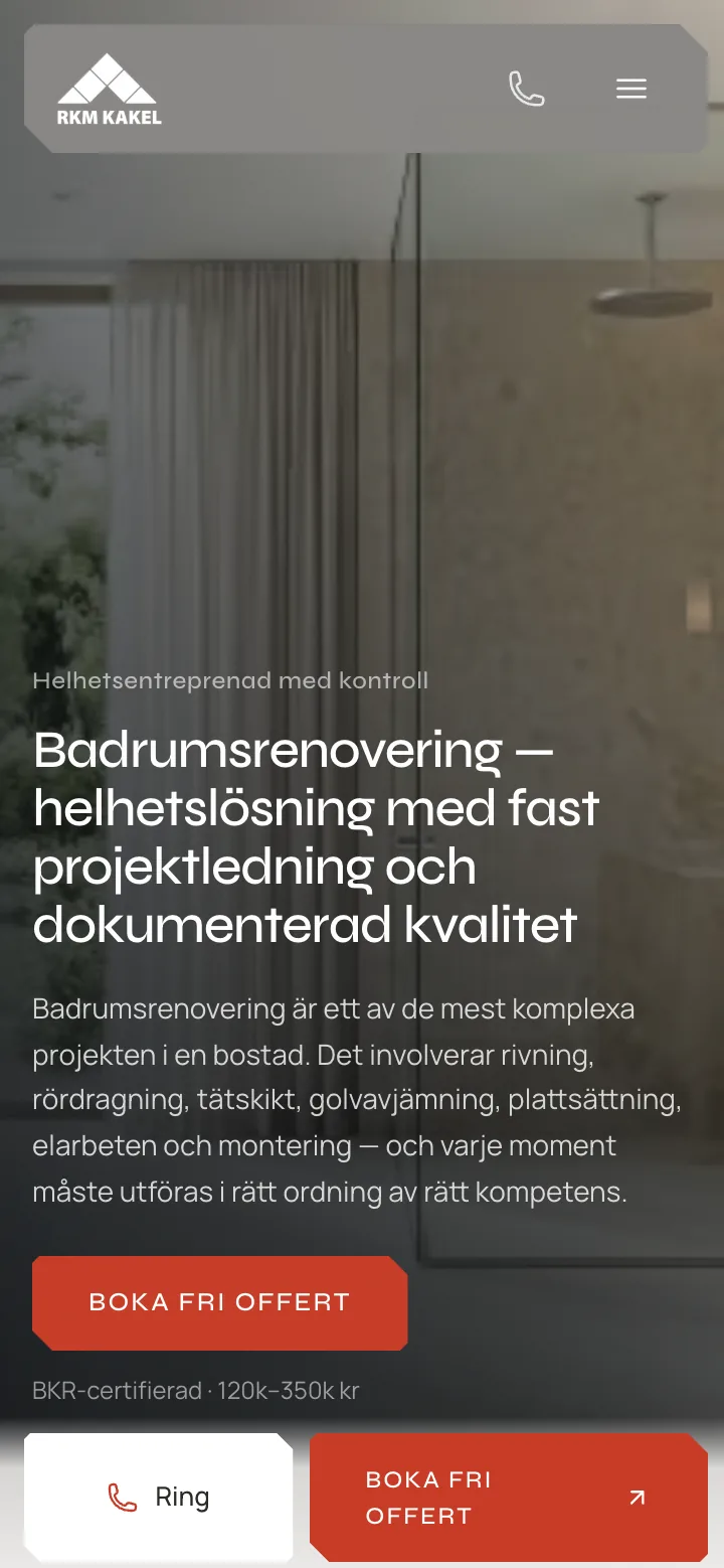 Tjänstesidan i mobil