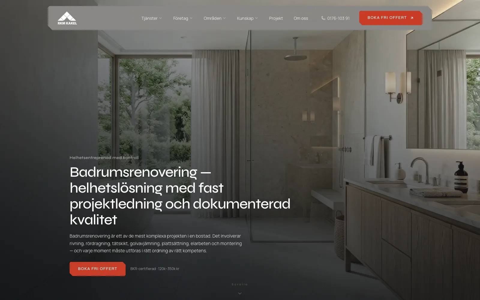 Tjänstesidan för badrumsrenovering