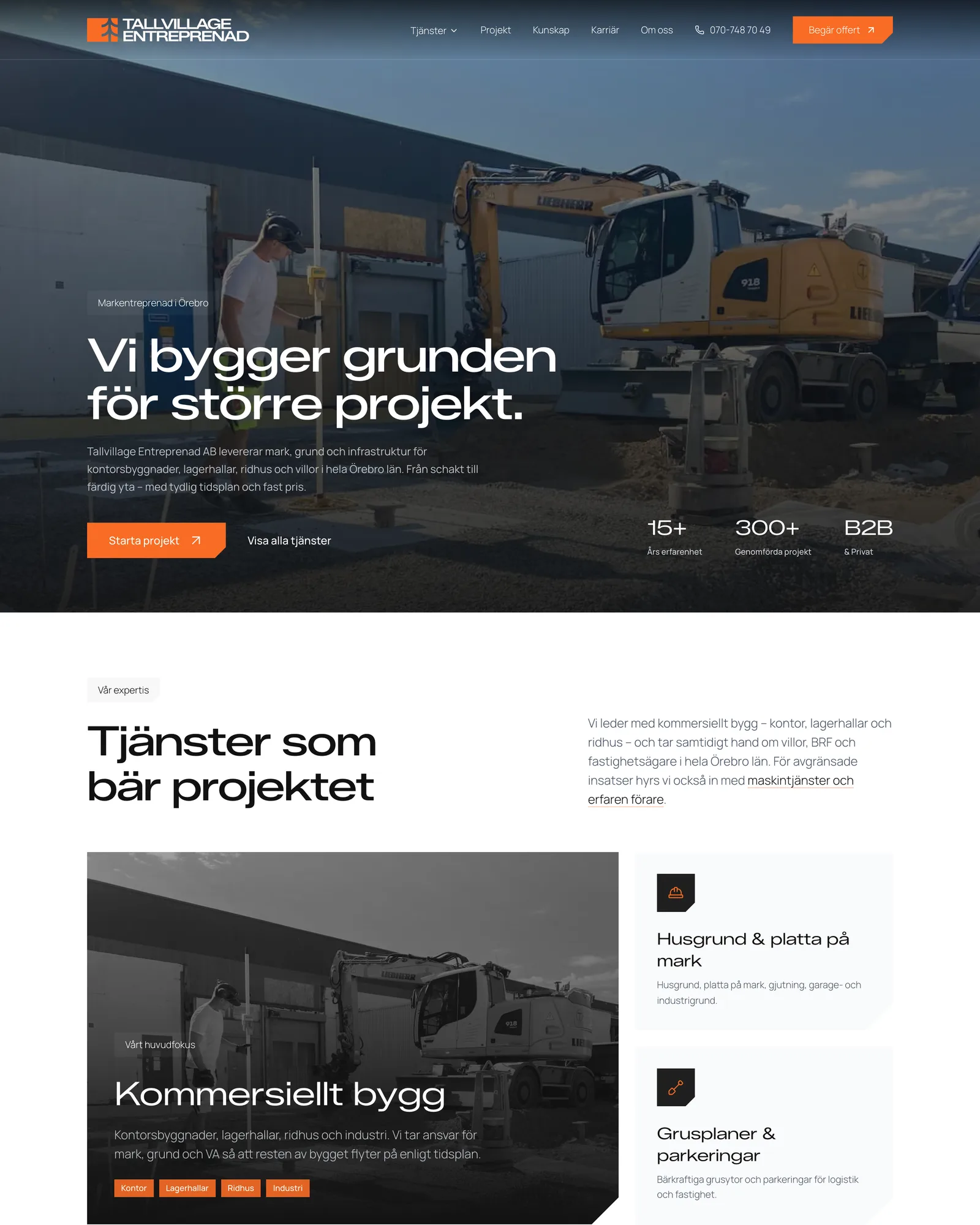 Startsidan för tallvillageentreprenad.se