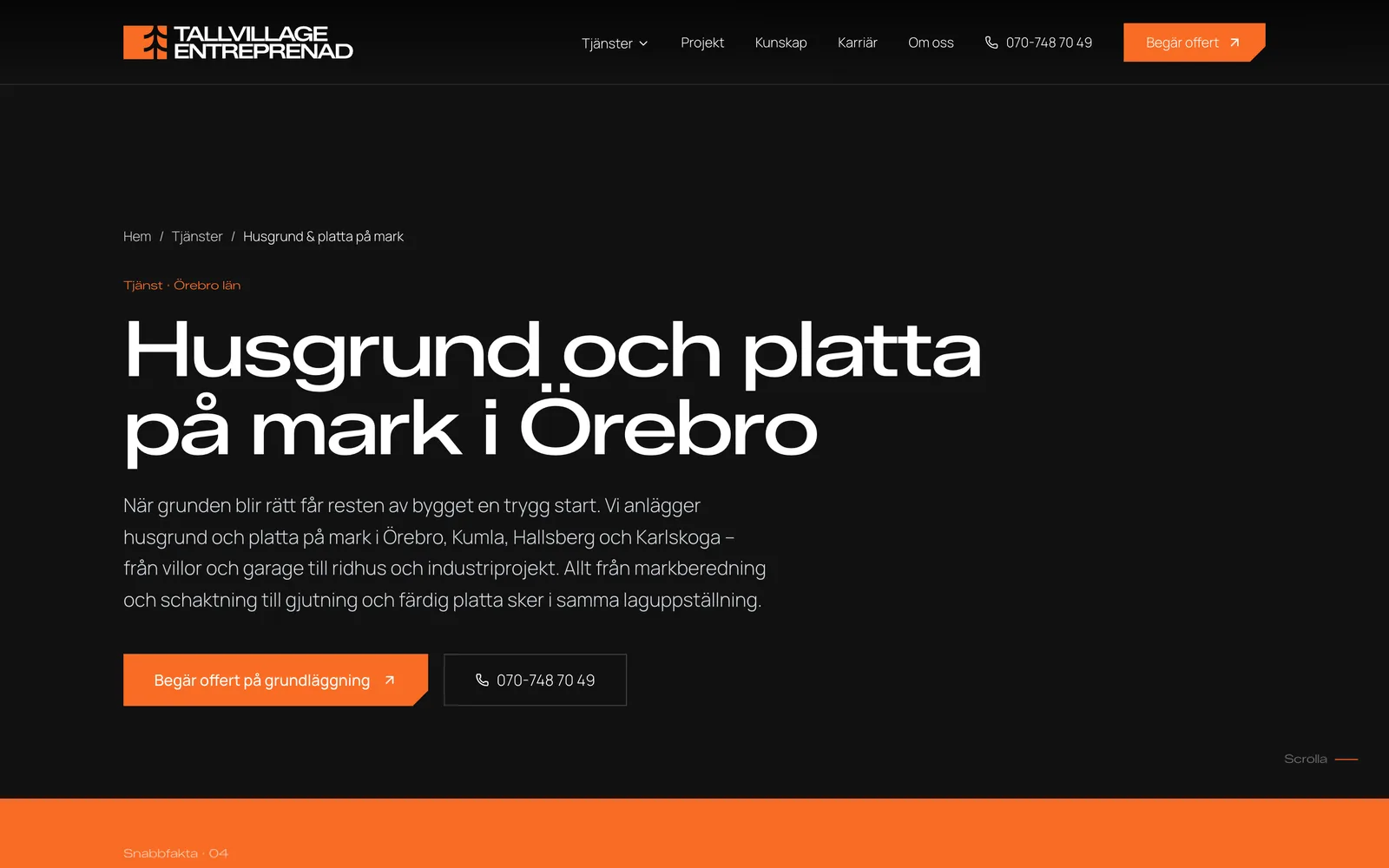 Tjänstesidan för grunder