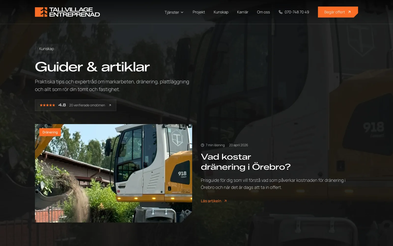 Kunskapsdelen med guider och artiklar